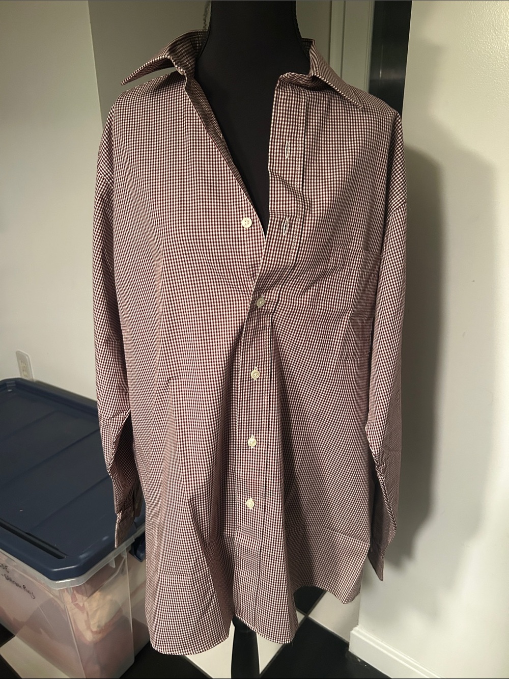 Van Heusen Men's Long-Sleeve Micro-Check Dress Shirt - Burgundy & White